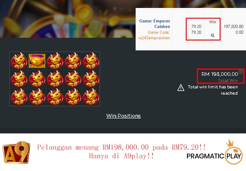 A9today & A9play Casino betting jackpot winner | Menang Besar | Win RM198000 with RM79.20